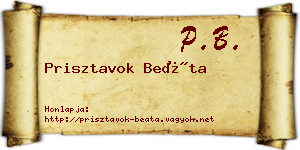 Prisztavok Beáta névjegykártya